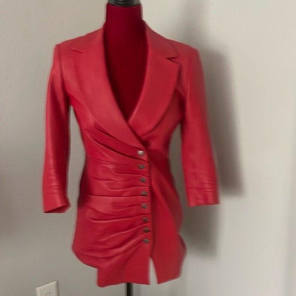 Retrofete Dresses & Skirts - Women’s red leather blazer dress size small by Retrofete
